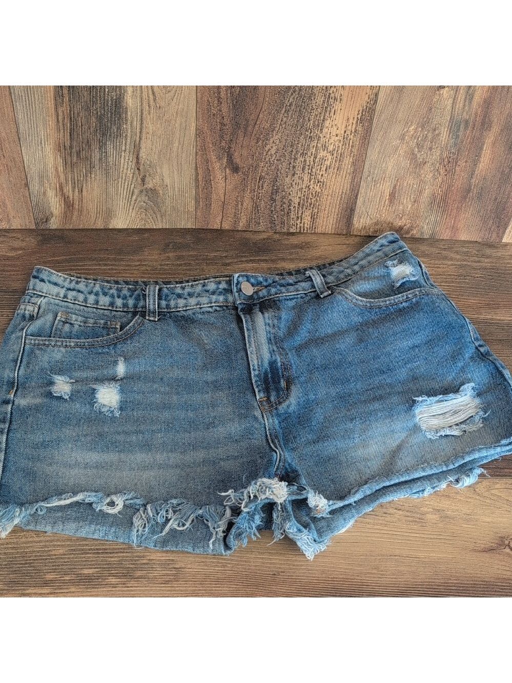 SHEIN Blue Distressed Cut off Jean Shorts XL 1014B